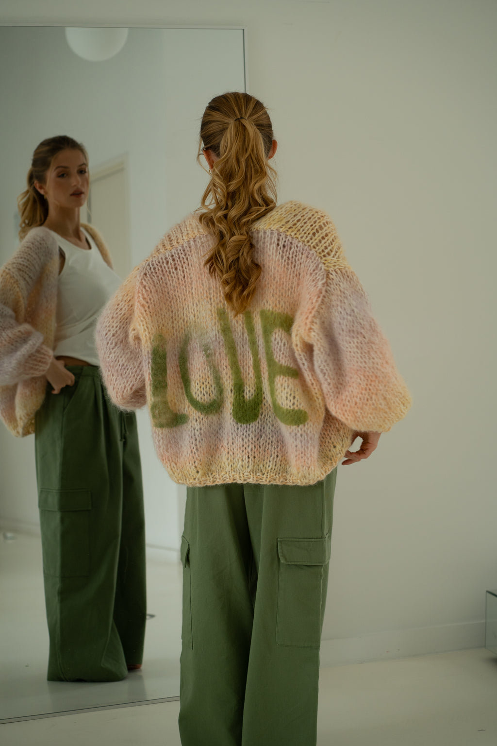 Maud LOVE Cardigan - Peach Multi Color