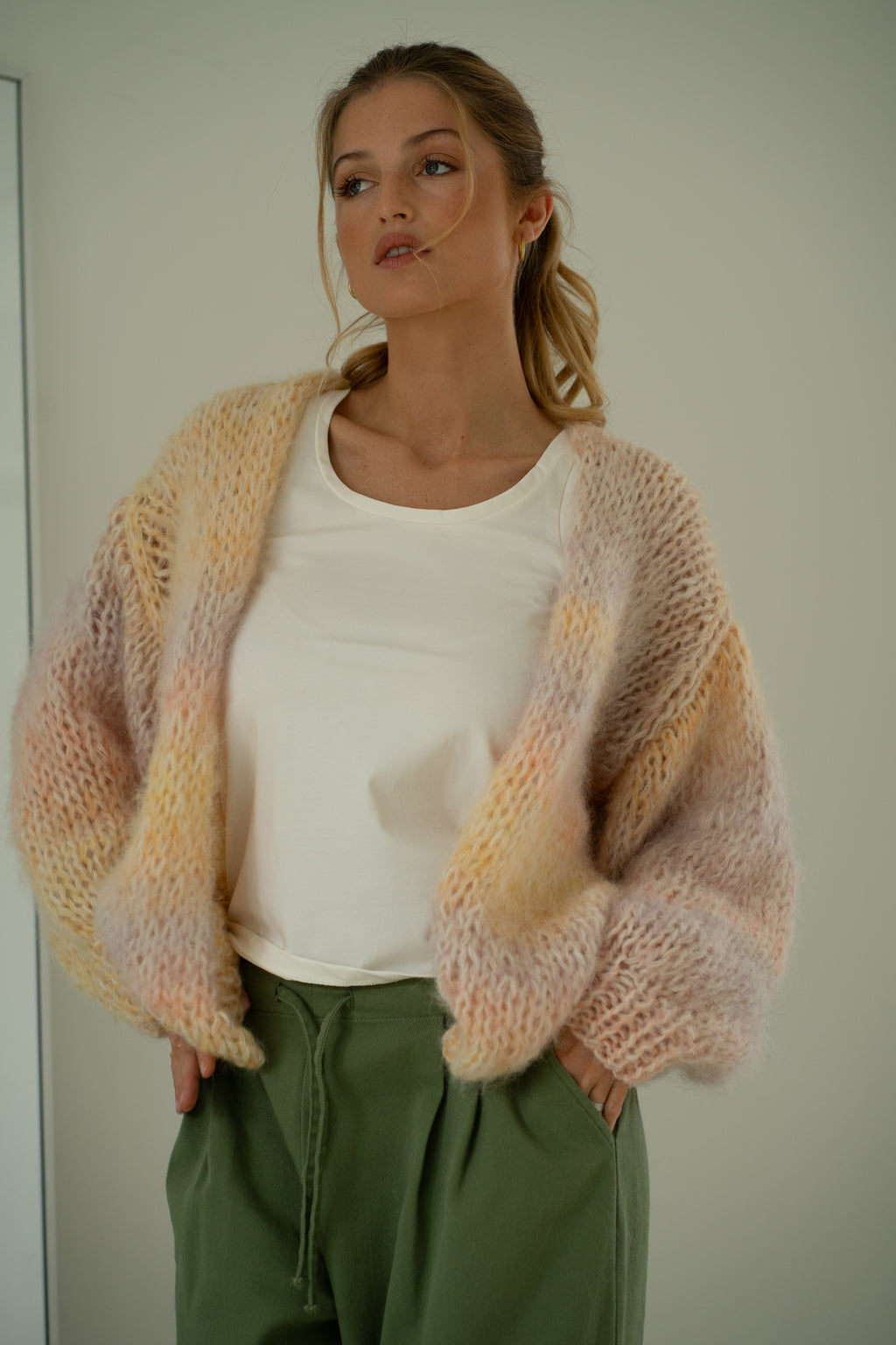 Maud LOVE Cardigan - Peach Multi Color