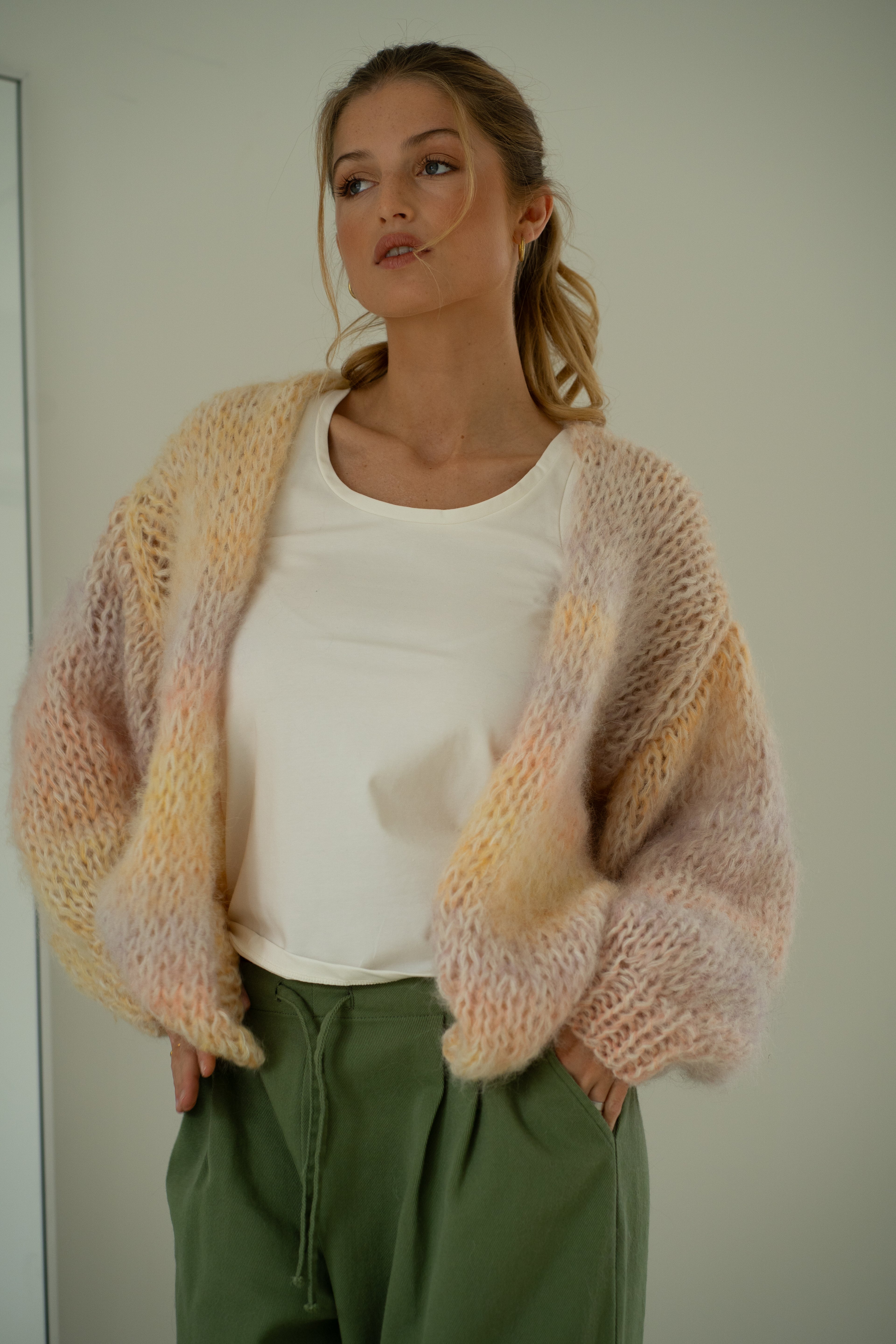 Maud LOVE Cardigan - Peach Multi Color