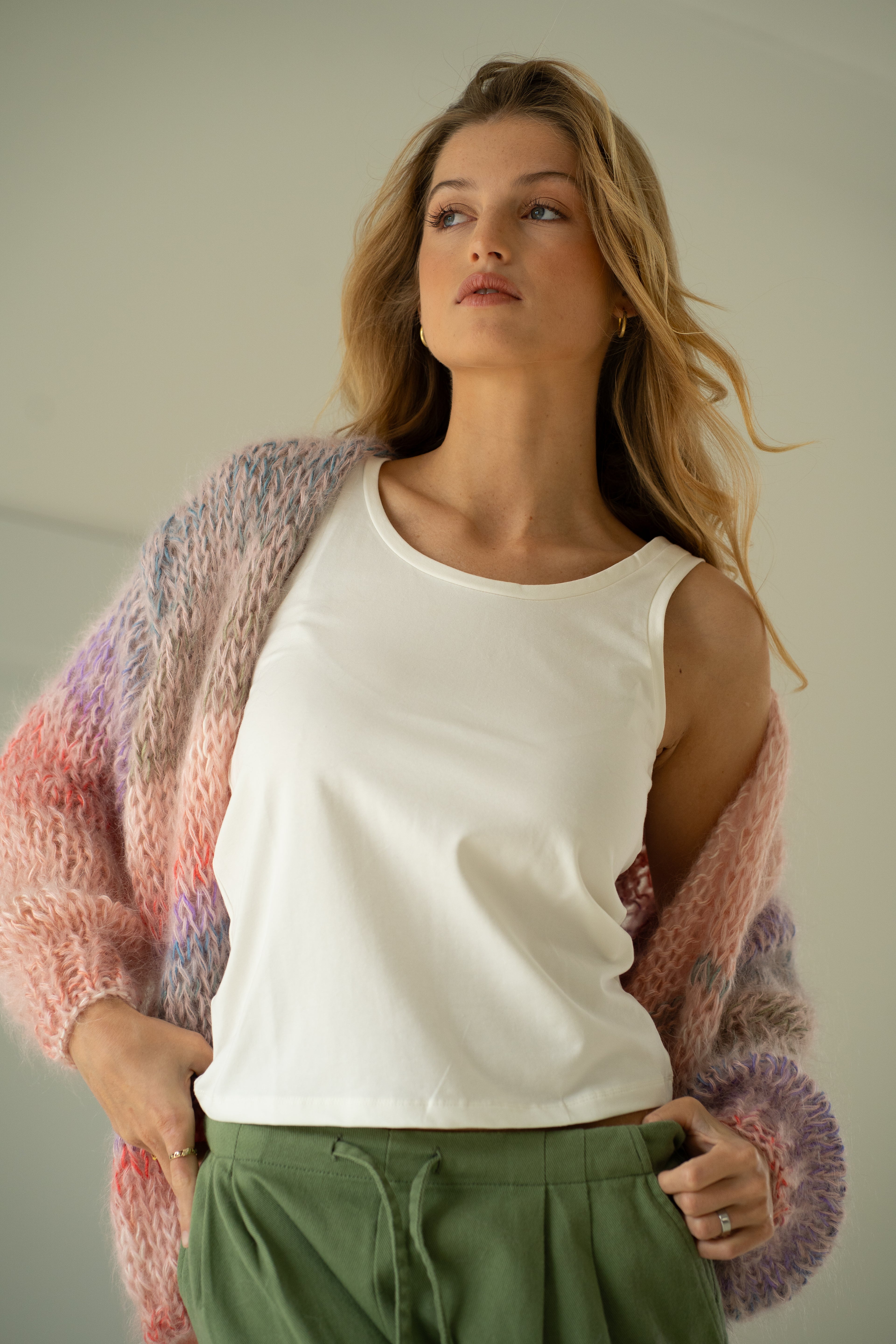 Noor Cardigan - Light Pink Multi Color