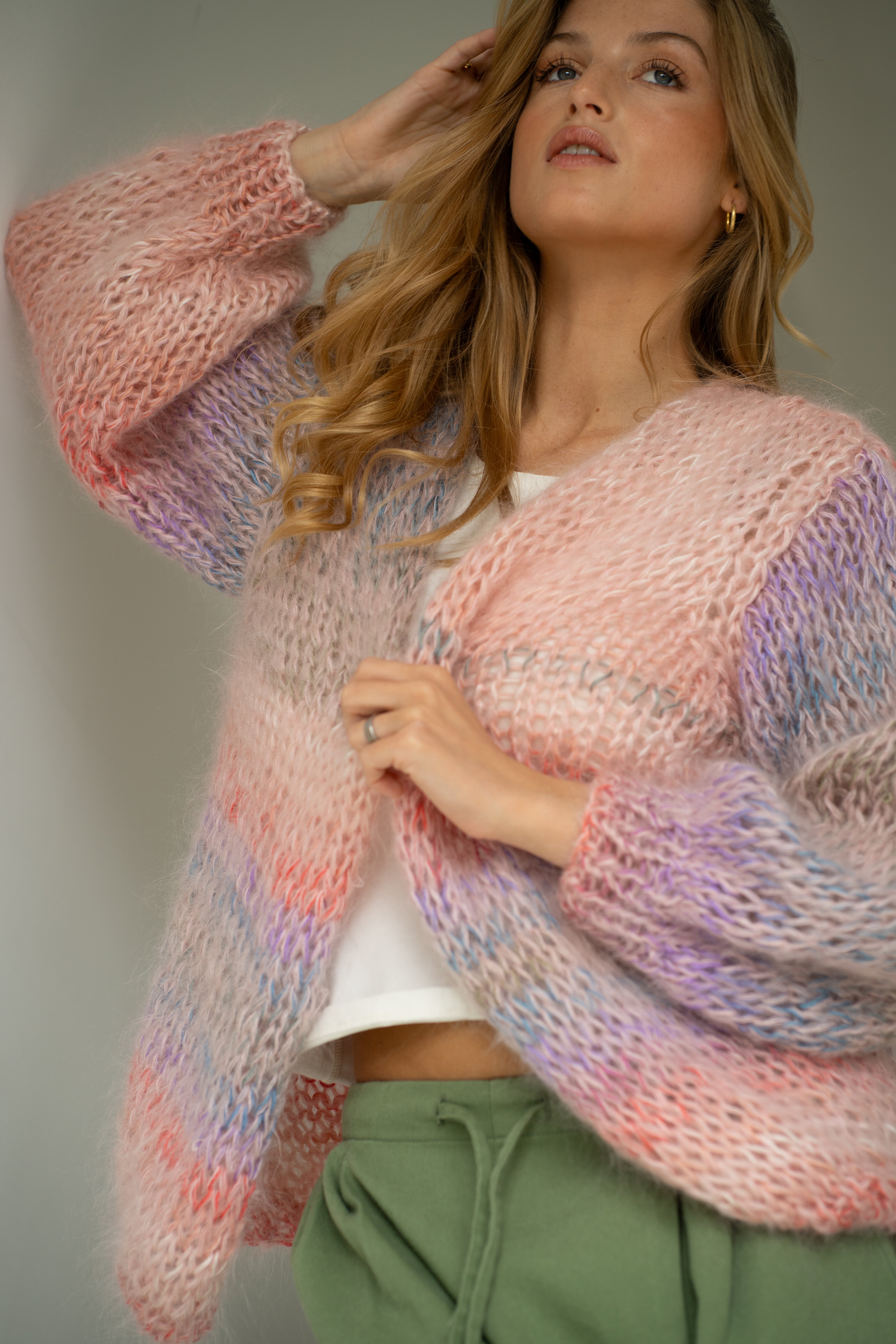 Noor Cardigan - Light Pink Multi Color