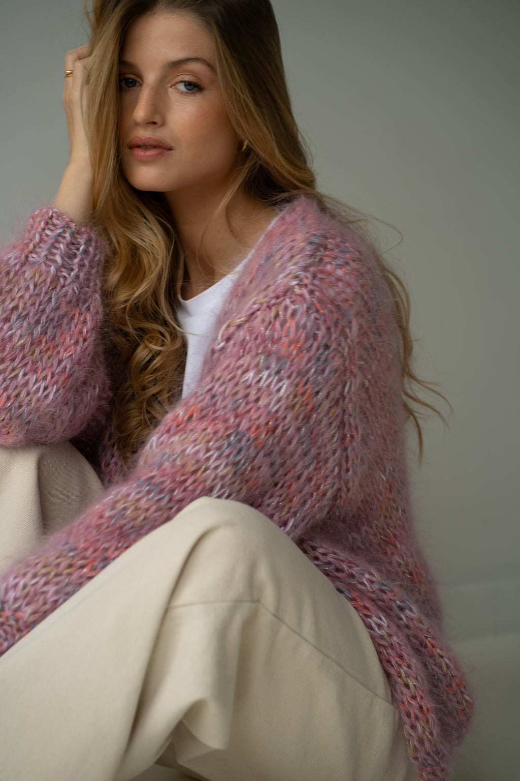 Aline Cardigan - Old Rose Multi Color