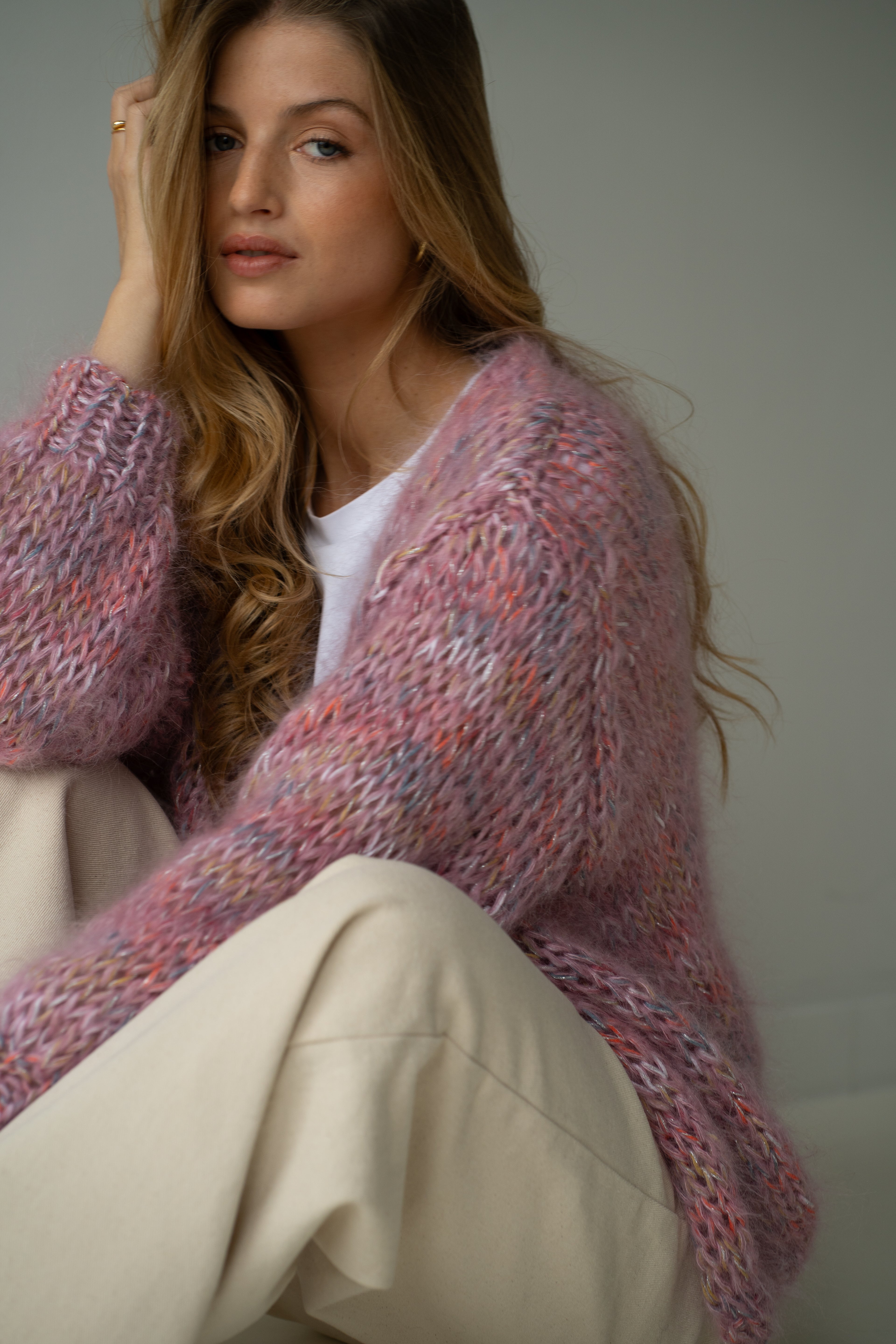 Aline Cardigan - Old Rose Multi Color