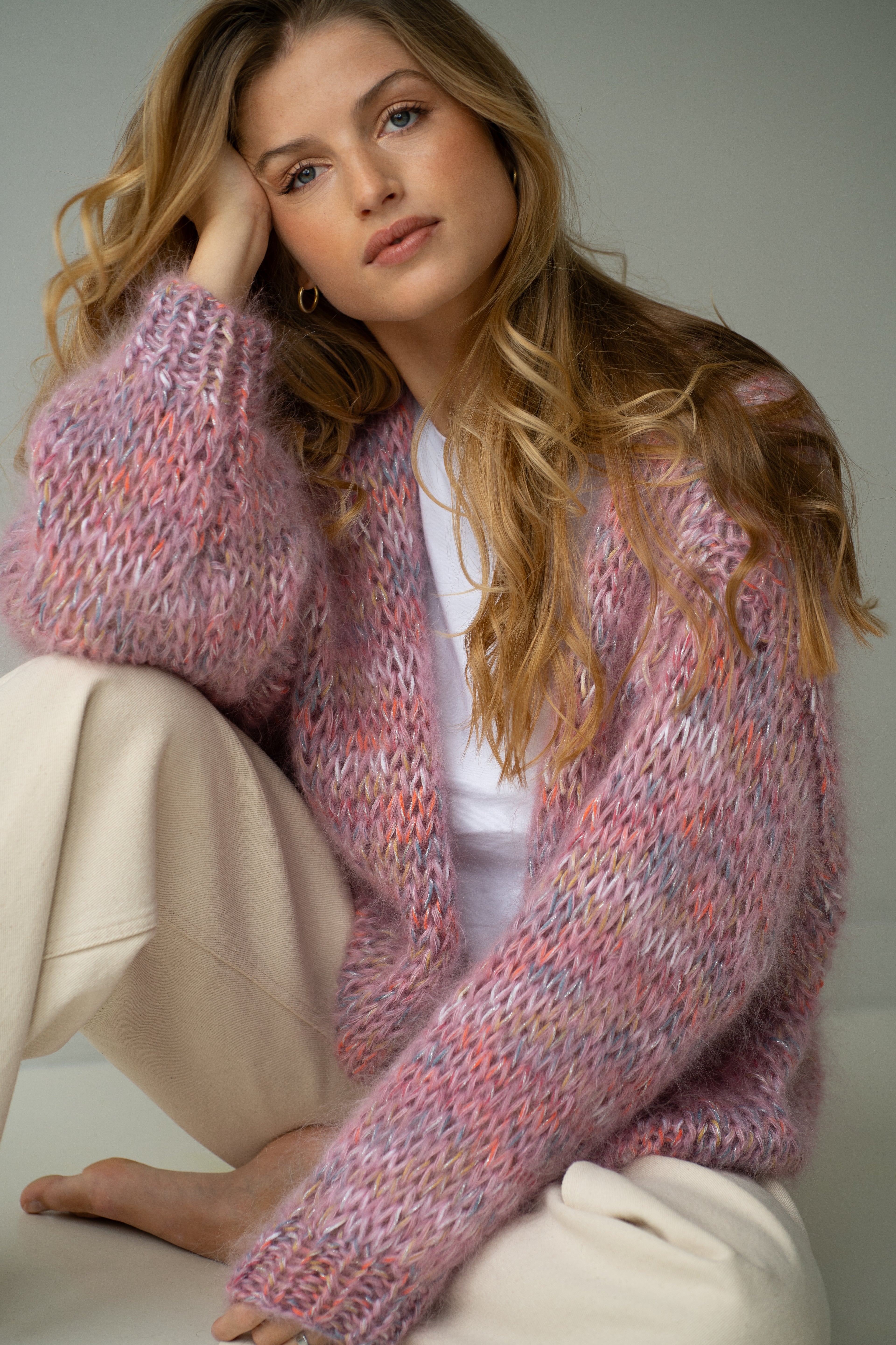 Aline Cardigan - Old Rose Multi Color